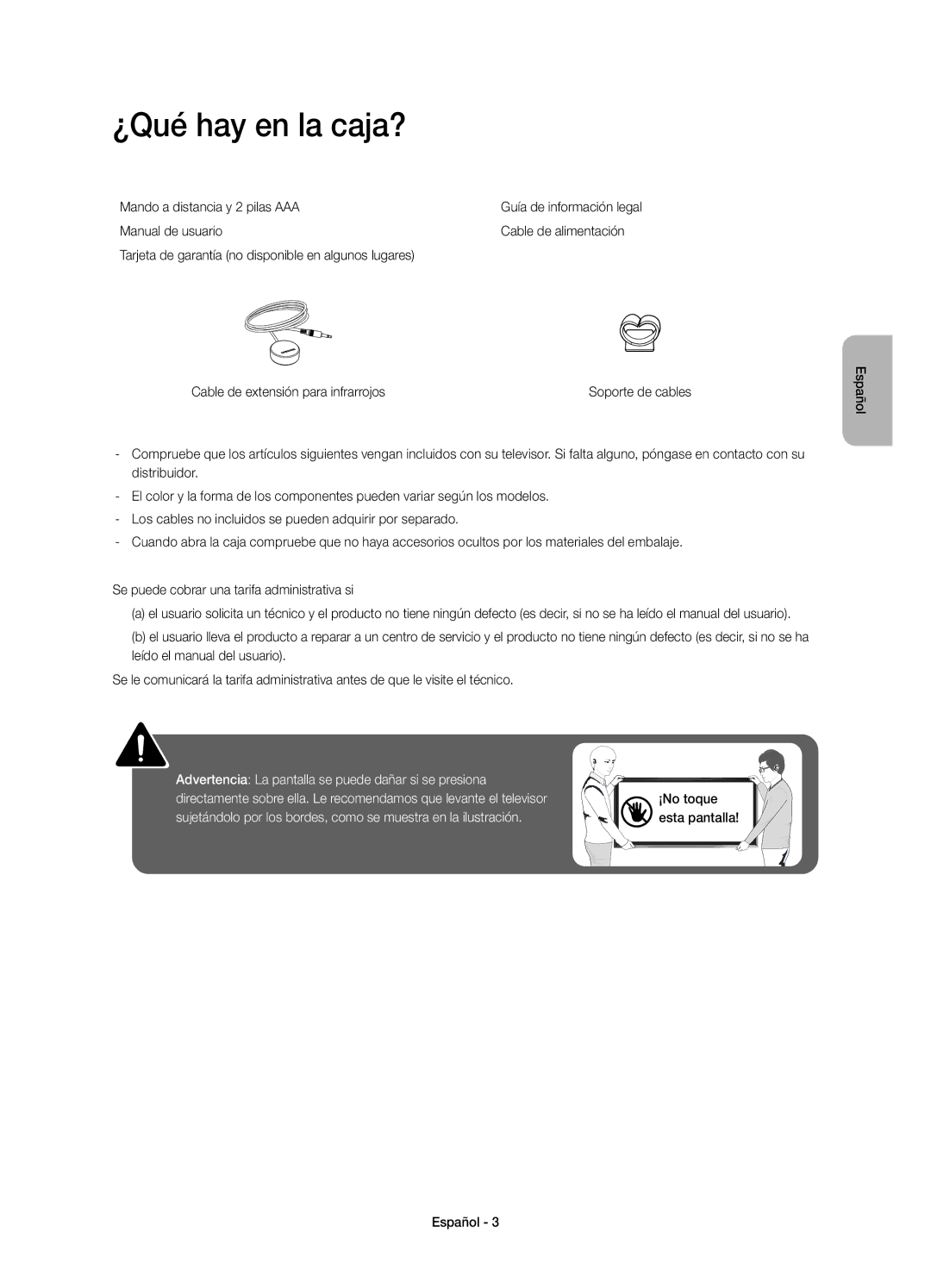 Samsung UE40H5303AWXXC, UE32H5303AWXXC manual ¿Qué hay en la caja? 