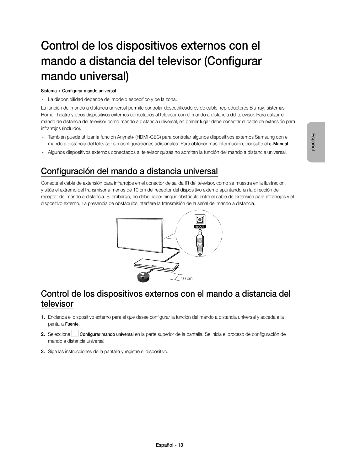 Samsung UE40H5303AWXXC, UE32H5303AWXXC manual Configuración del mando a distancia universal 