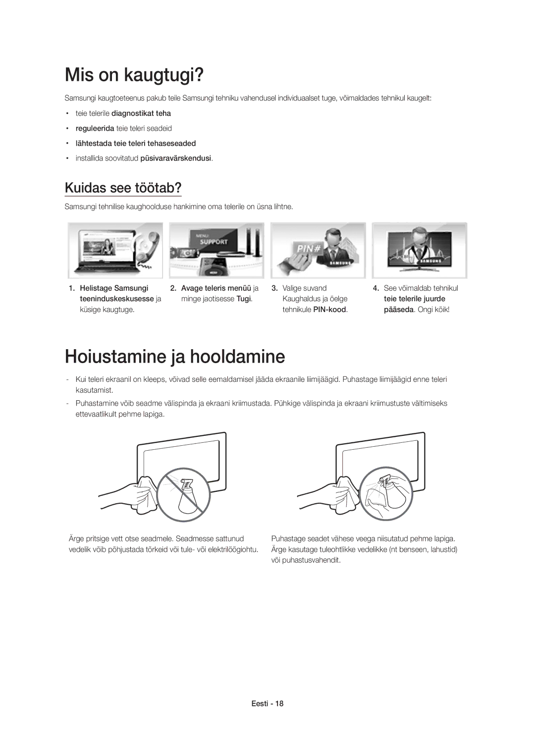 Samsung UE40H5500AWXXH manual Mis on kaugtugi?, Hoiustamine ja hooldamine, Kuidas see töötab?, Teeninduskeskusesse ja 