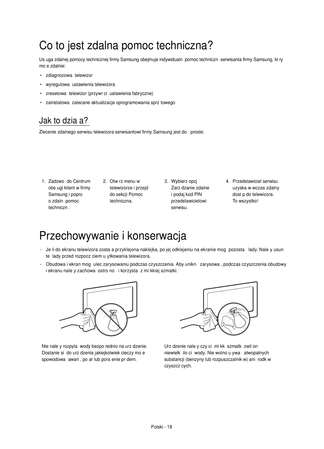 Samsung UE40H5500AWXXC, UE32H5570SSXZG Co to jest zdalna pomoc techniczna?, Przechowywanie i konserwacja, Jak to działa? 