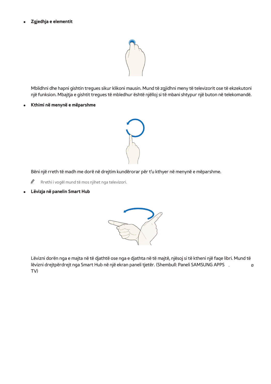 Samsung UE65H6400AKXXH, UE32H6200AWXXH, UE55H6410SSXXH manual Kthimi në menynë e mëparshme, Lëvizja në panelin Smart Hub 