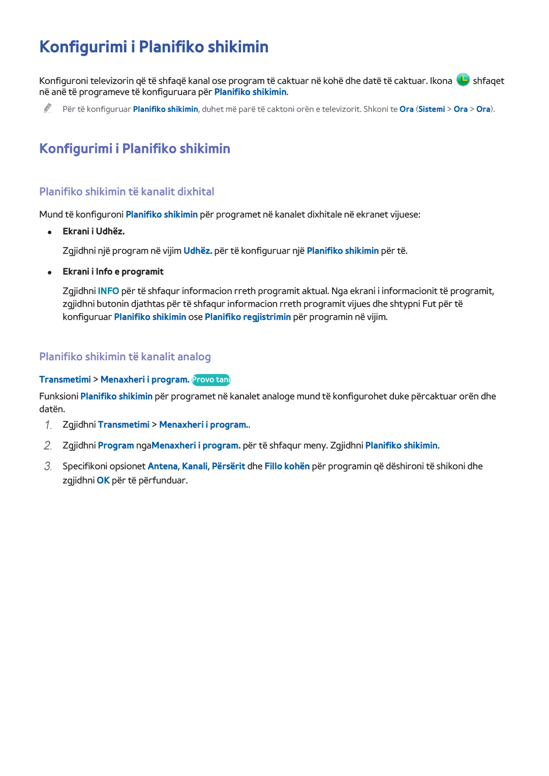 Samsung UE32H4500AWXXH, UE32H6200AWXXH manual Konfigurimi i Planifiko shikimin, Planifiko shikimin të kanalit dixhital 