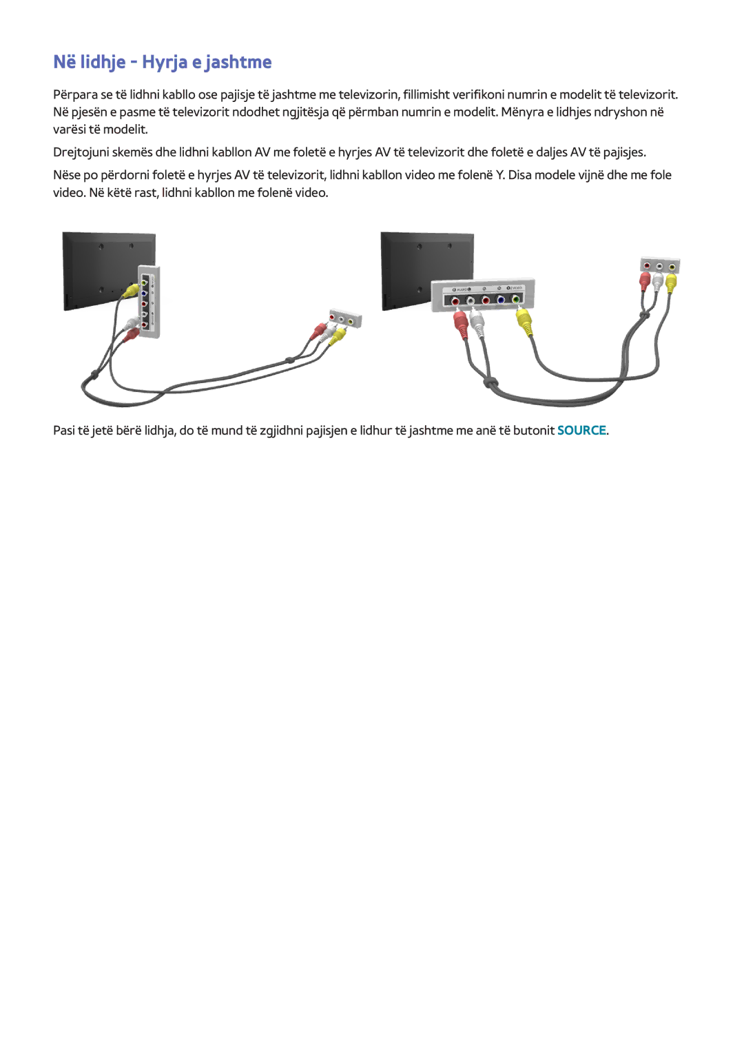 Samsung UE48H6500SLXXH, UE32H6200AWXXH, UE55H6410SSXXH, UE48H6200AWXXH, UE48H6670SLXXH manual Në lidhje Hyrja e jashtme 