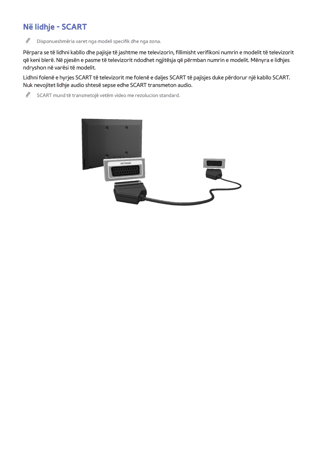 Samsung UE48H5500AWXXH, UE32H6200AWXXH, UE55H6410SSXXH, UE48H6200AWXXH, UE48H6670SLXXH, UE55H6200AWXXH manual Në lidhje Scart 