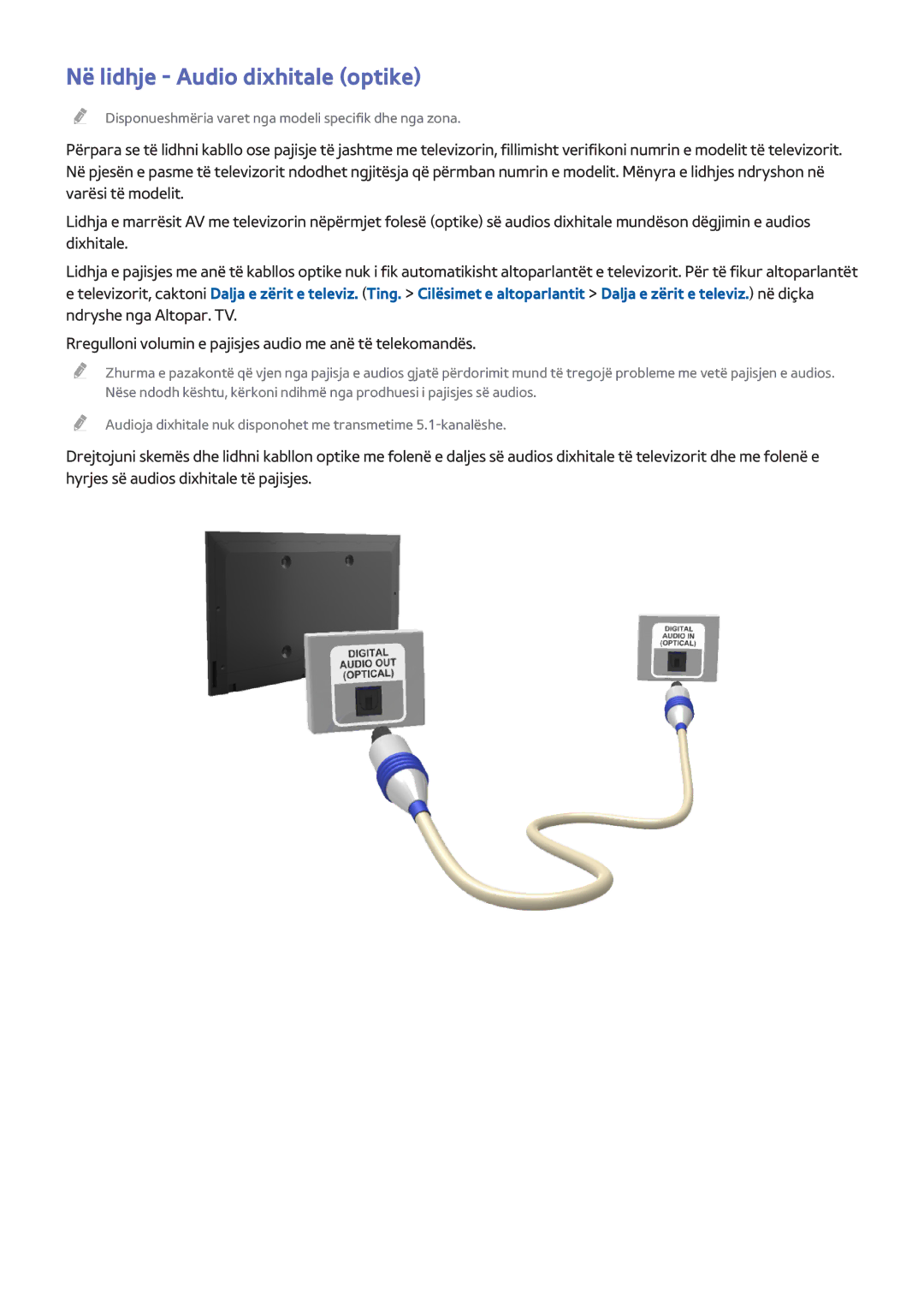 Samsung UE40H6200AKXXH, UE32H6200AWXXH, UE55H6410SSXXH, UE48H6200AWXXH, UE48H6670SLXXH manual Në lidhje Audio dixhitale optike 