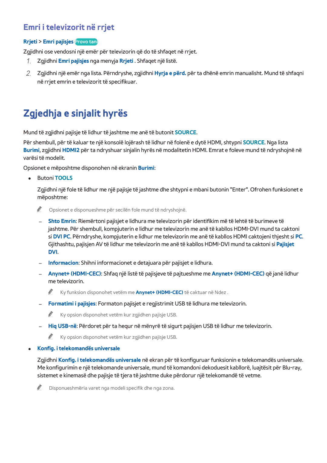 Samsung UE32H6410SUXXH manual Zgjedhja e sinjalit hyrës, Emri i televizorit në rrjet, Rrjeti Emri pajisjes Provo tani 