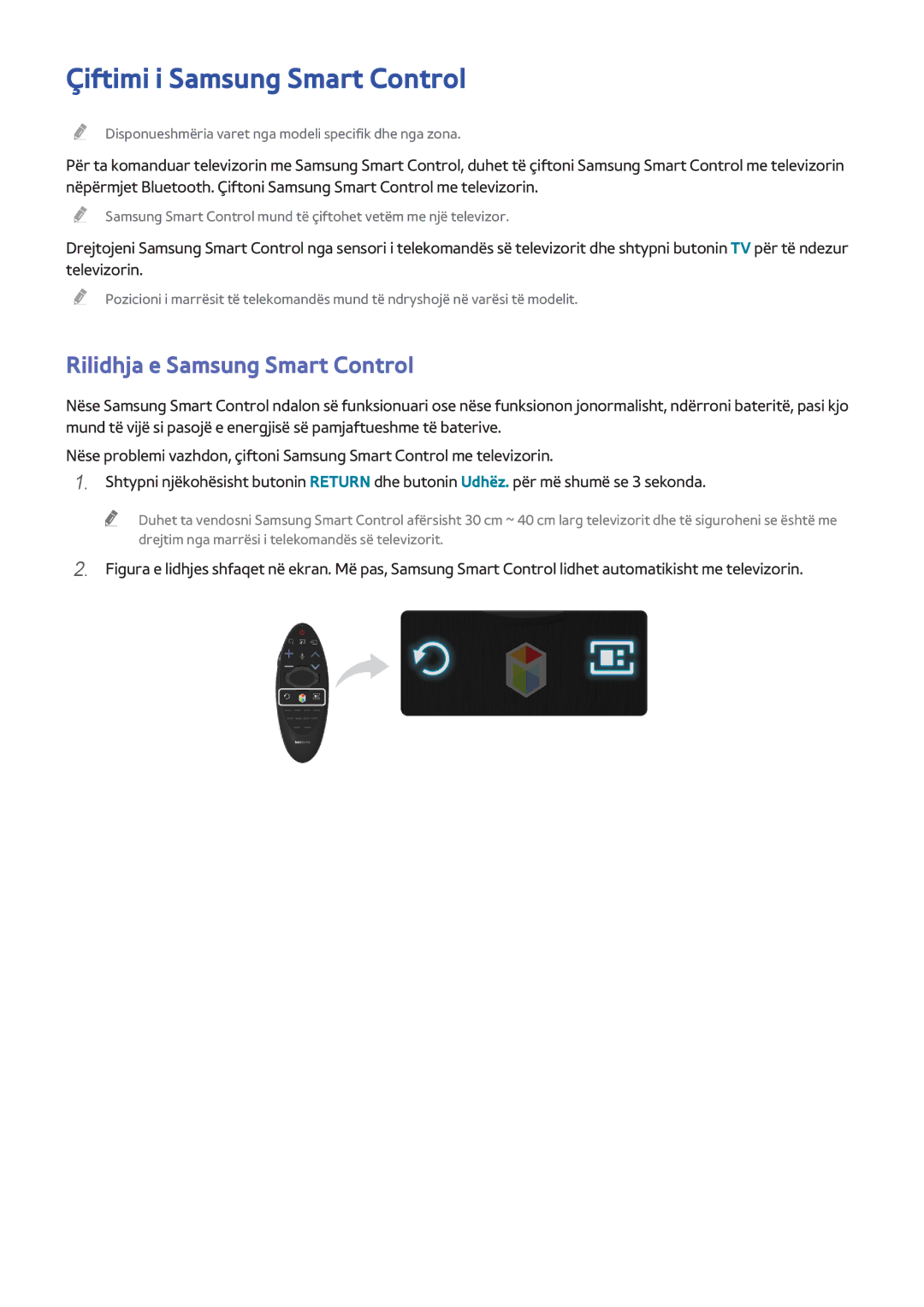 Samsung UE32H6200AKXXH, UE32H6200AWXXH, UE55H6410SSXXH Çiftimi i Samsung Smart Control, Rilidhja e Samsung Smart Control 