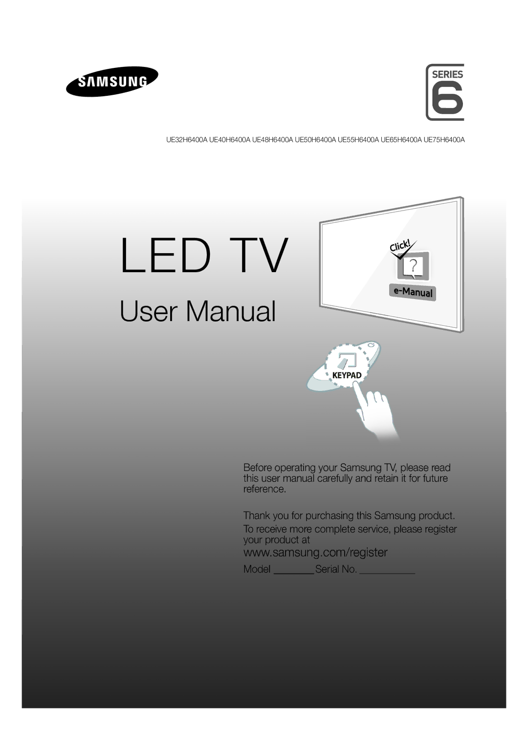 Samsung UE75H6400AKXRU, UE32H6400AKXMS, UE65H6400AKXMS, UE55H6400AKXMS, UE48H6400AKXMS, UE40H6400AKXMS manual Led Tv, English 