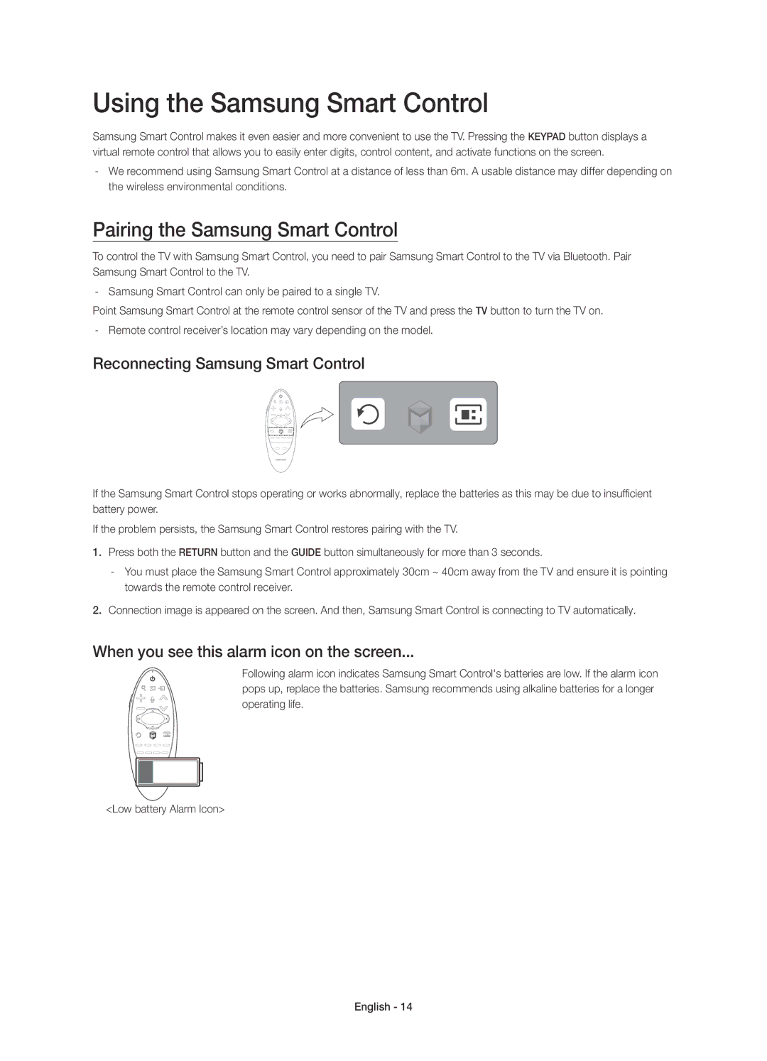 Samsung UE48H6410SSXZF, UE32H6410SSXZF, UE40H6410SSXZF Using the Samsung Smart Control, Pairing the Samsung Smart Control 