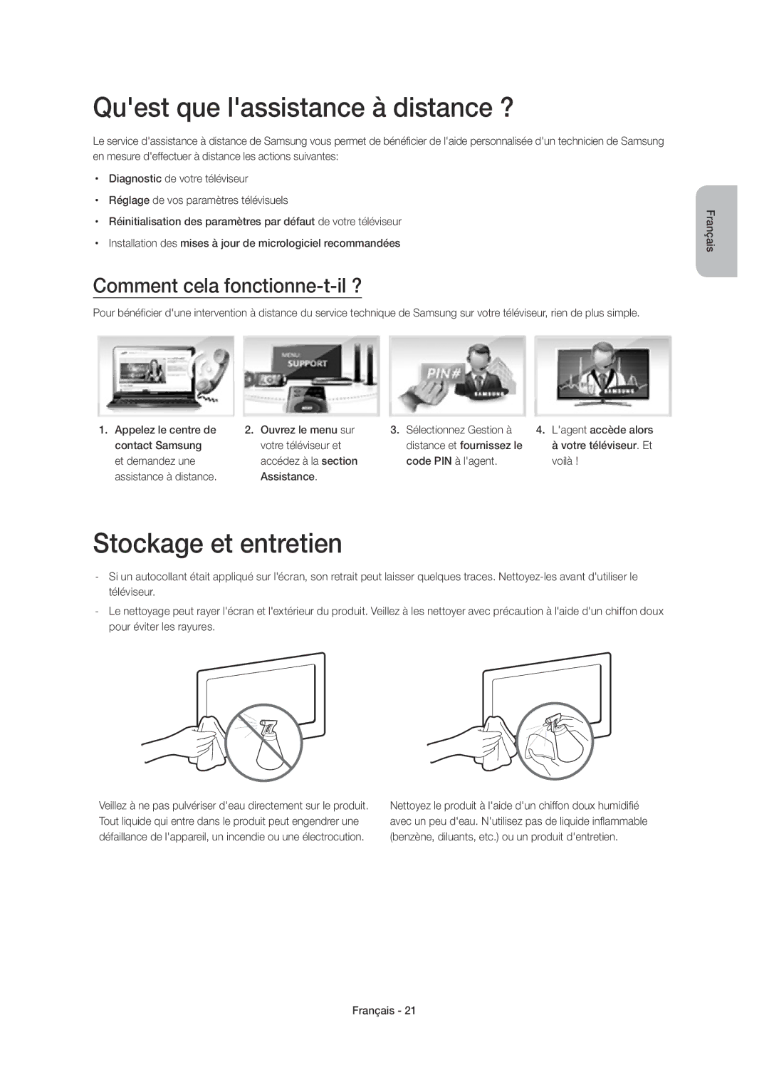 Samsung UE55H6410SSXZF manual Quest que lassistance à distance ?, Stockage et entretien, Comment cela fonctionne-t-il ? 