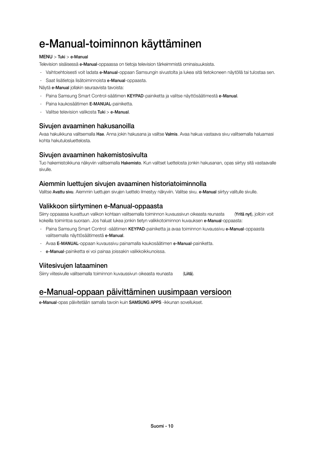 Samsung UE48H6415SUXXE, UE32H6415SUXXE manual Manual-toiminnon käyttäminen, Manual-oppaan päivittäminen uusimpaan versioon 