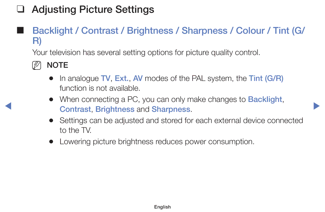 Samsung UE55J5100AWXZF, UE32J4000AWXXH, UE32J4000AWXXC manual Adjusting Picture Settings, Contrast, Brightness and Sharpness 