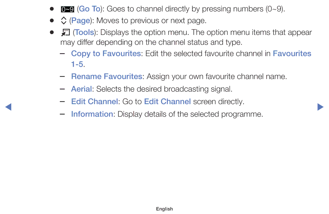 Samsung UE50J6100AWXBT, UE32J4000AWXXH, UE32J4000AWXXC, UE32J5000AWXXH manual Edit Channel Go to Edit Channel screen directly 