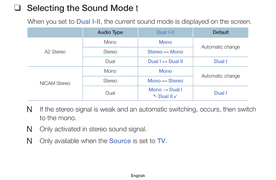 Samsung UE32J5000AWXBT, UE32J4000AWXXH, UE32J4000AWXXC, UE32J5000AWXXH, UE32J5000AWXXC manual Selecting the Sound Mode t, Nn Nn 