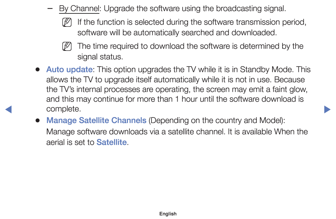 Samsung UE48J5000AWXBT, UE32J4000AWXXH, UE32J4000AWXXC manual By Channel Upgrade the software using the broadcasting signal 