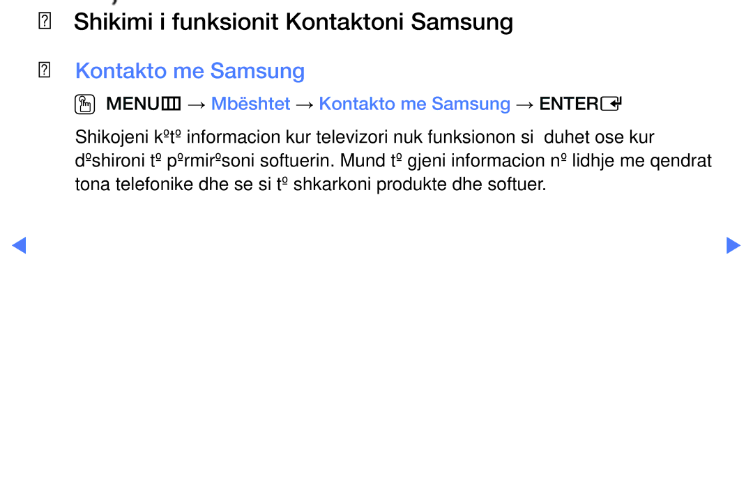 Samsung UE40J5000AWXXH, UE32J4000AWXXH, UE32J5000AWXXH manual Shikimi i funksionit Kontaktoni Samsung, Kontakto me Samsung 