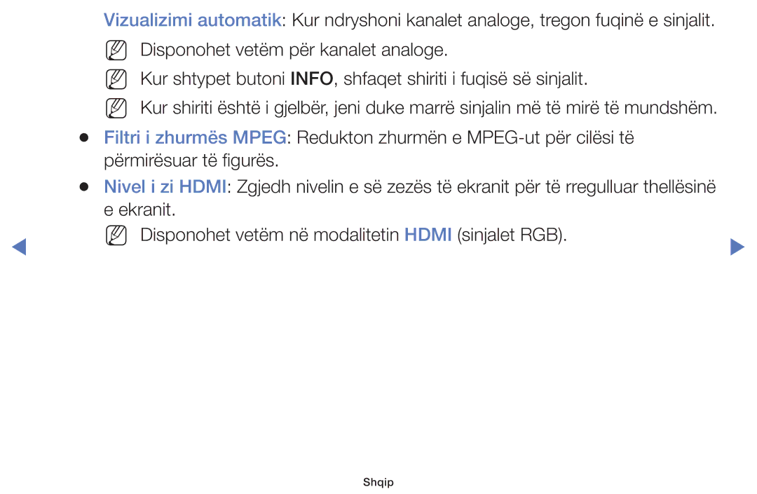 Samsung UE48J5002AKXXH, UE32J4000AWXXH, UE32J5000AWXXH manual Ekranit NN Disponohet vetëm në modalitetin Hdmi sinjalet RGB 