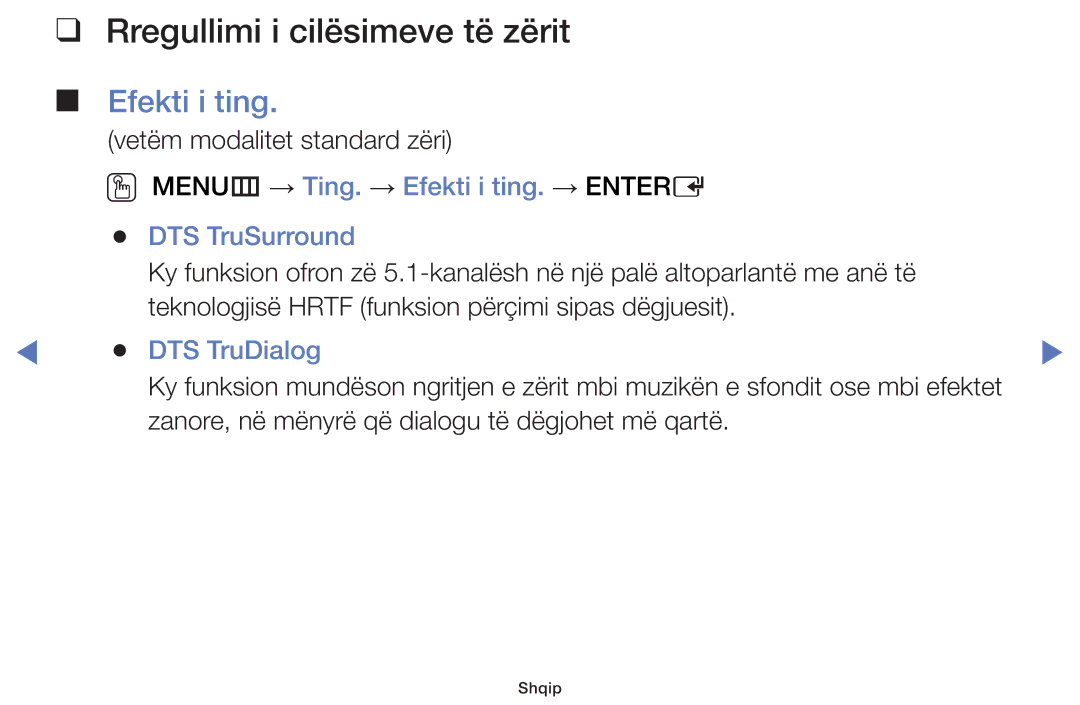 Samsung UE48J5002AKXXH, UE32J4000AWXXH, UE32J5000AWXXH manual Rregullimi i cilësimeve të zërit, Efekti i ting, DTS TruDialog 