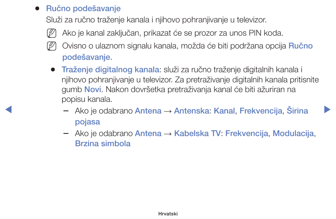 Samsung UE40J5000AWXXH, UE32J4000AWXXH, UE32J5000AWXXH, UE40J5002AKXXH, UE48J5002AKXXH manual Ručno podešavanje, Podešavanje 