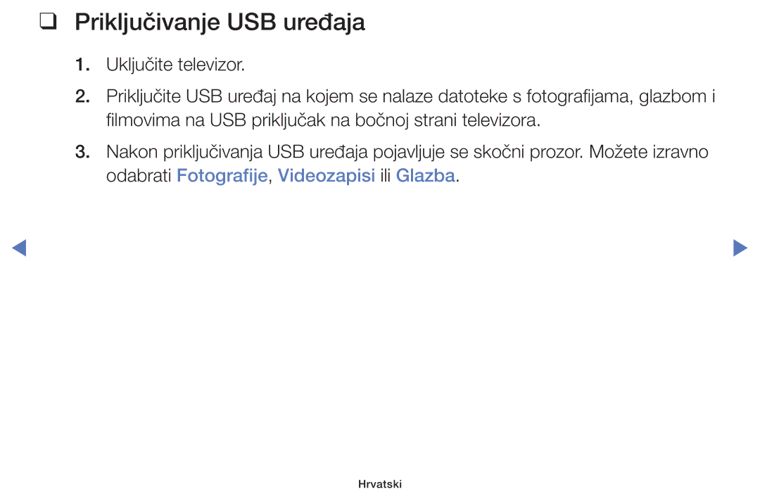 Samsung UE55J5100AWXXH, UE32J4000AWXXH, UE32J5000AWXXH, UE40J5000AWXXH, UE40J5002AKXXH manual Priključivanje USB uređaja 