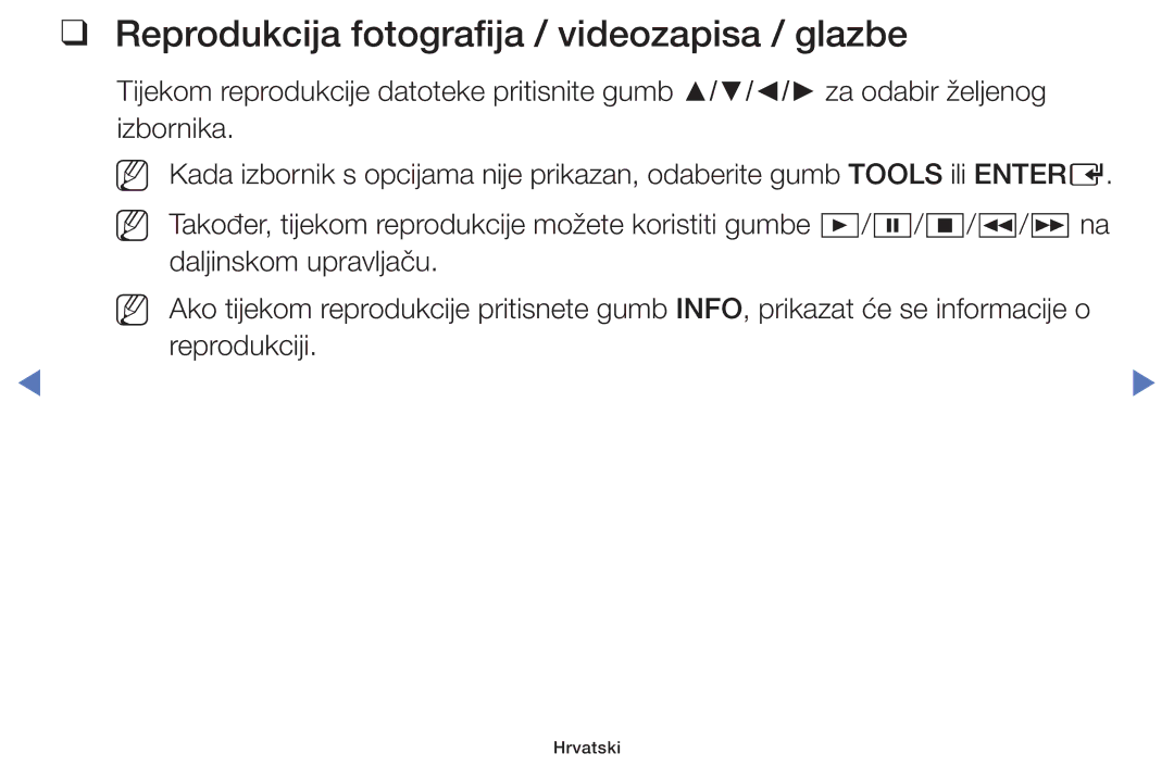 Samsung UE48J5000AWXXH, UE32J4000AWXXH, UE32J5000AWXXH, UE40J5000AWXXH manual Reprodukcija fotografija / videozapisa / glazbe 