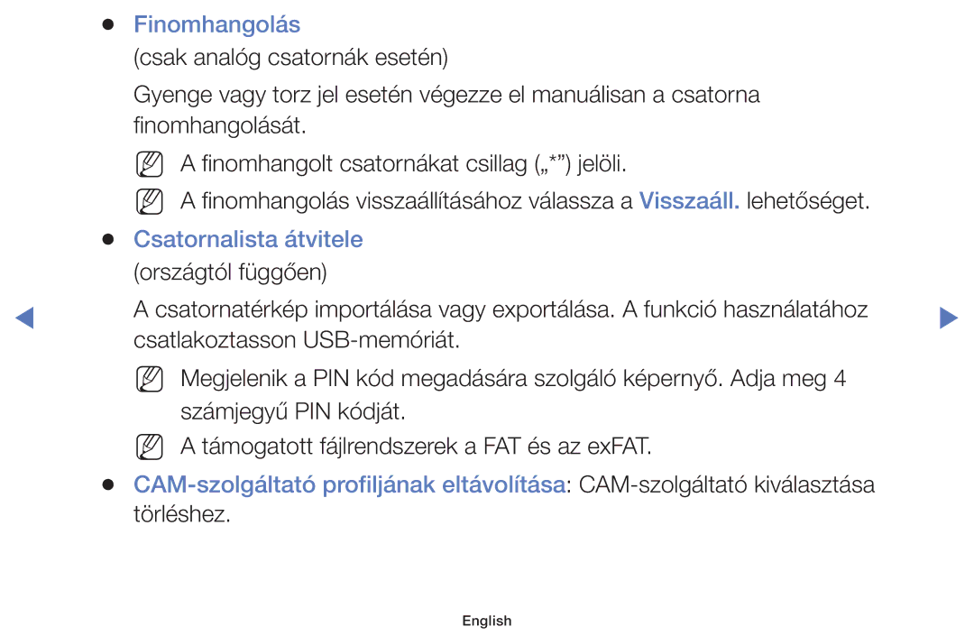 Samsung UE48J5002AKXXH, UE32J4000AWXXH, UE32J5000AWXXH manual Finomhangolás, Csatornalista átvitele országtól függően 