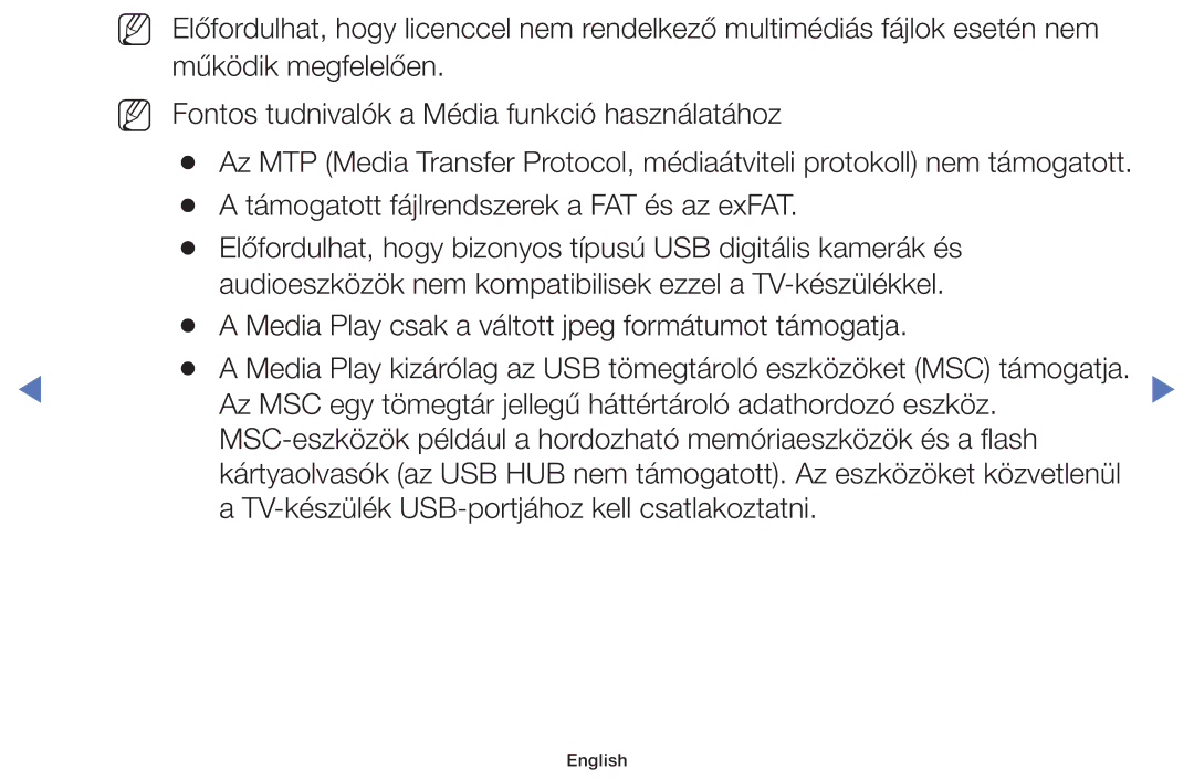 Samsung UE55J5100AWXZF, UE32J4000AWXXH, UE32J5000AWXXH manual Az MSC egy tömegtár jellegű háttértároló adathordozó eszköz 