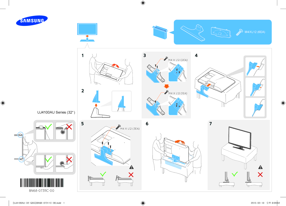 Samsung UE32J4100AUXRU manual UJ4100AU Series, BN68-07311C-00 