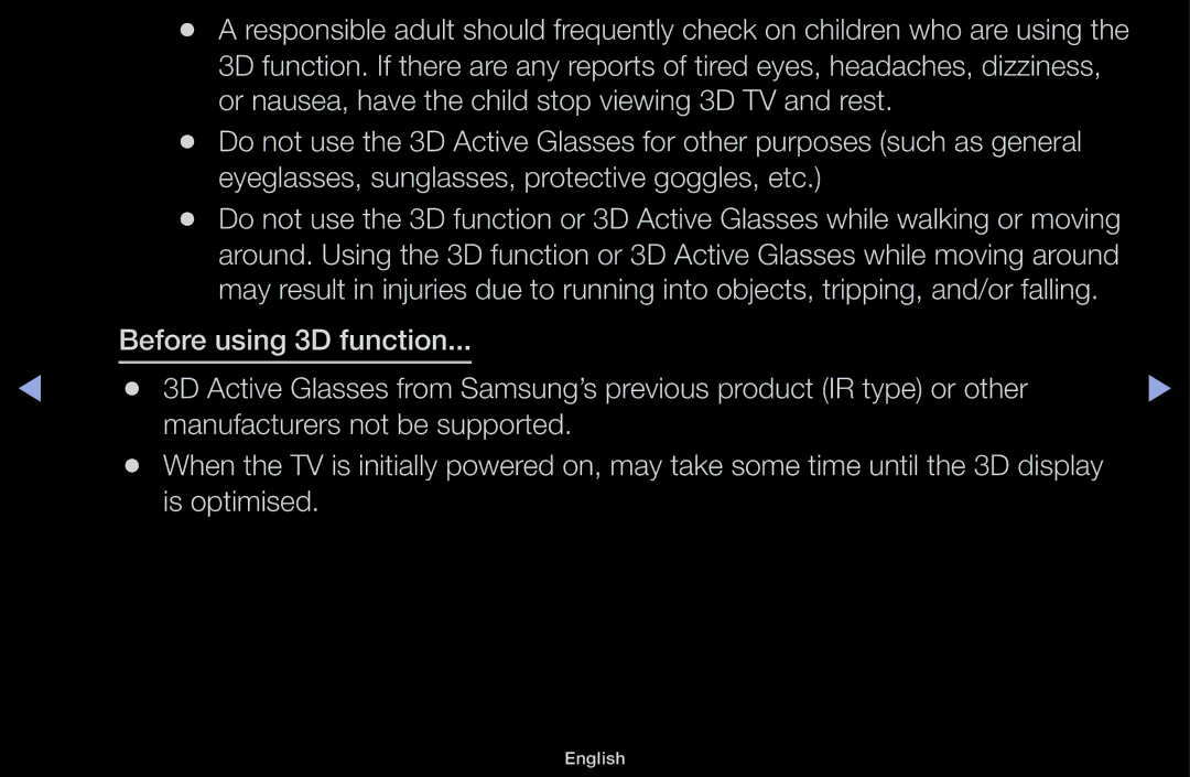 Samsung UE40J5100AKXXU, UE32J4100AWXXH manual Before using 3D function, Manufacturers not be supported, Is optimised 