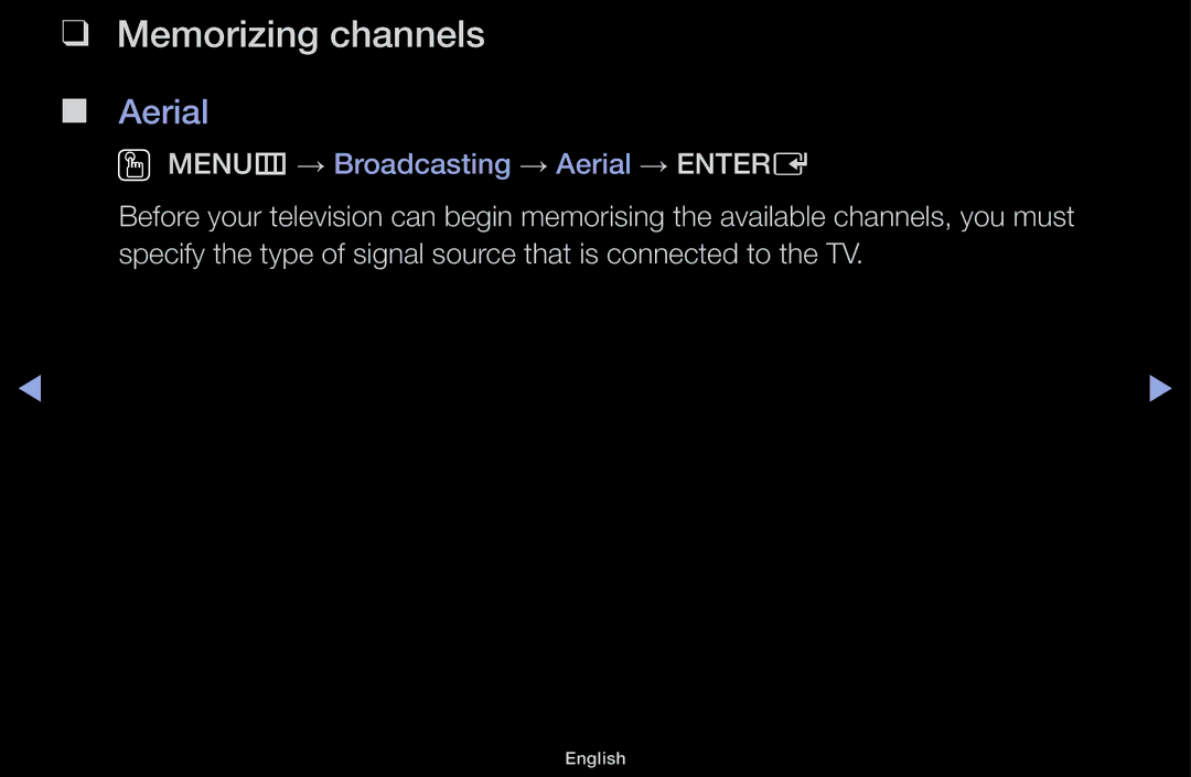 Samsung UE22K5009AKXZG, UE32J4100AWXXH, UE32J5100AWXXH, UE32J4100AWXZG, UE32J4100AWXZF manual Memorizing channels, Aerial 