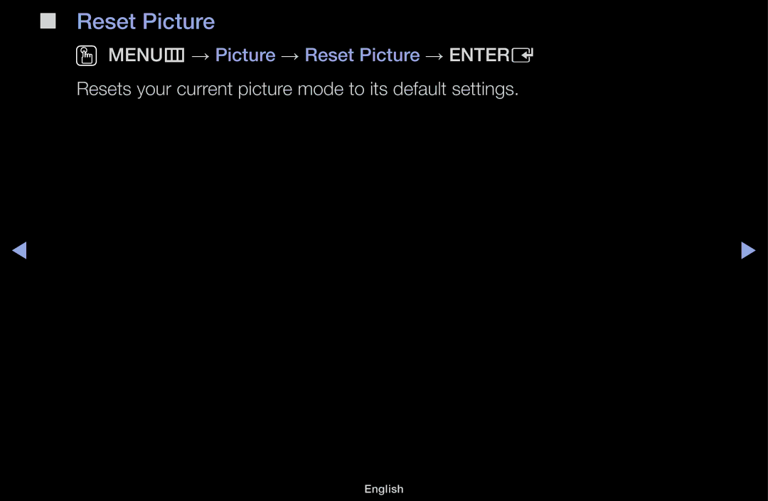 Samsung UE32J4000AKXRU, UE32J4100AWXXH manual Reset Picture, Resets your current picture mode to its default settings 