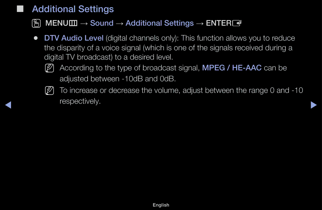 Samsung UE22K5000AWXXH, UE32J4100AWXXH, UE32J5100AWXXH, UE22K5009AKXZG, UE32J4100AWXZG manual Additional Settings, Respectively 