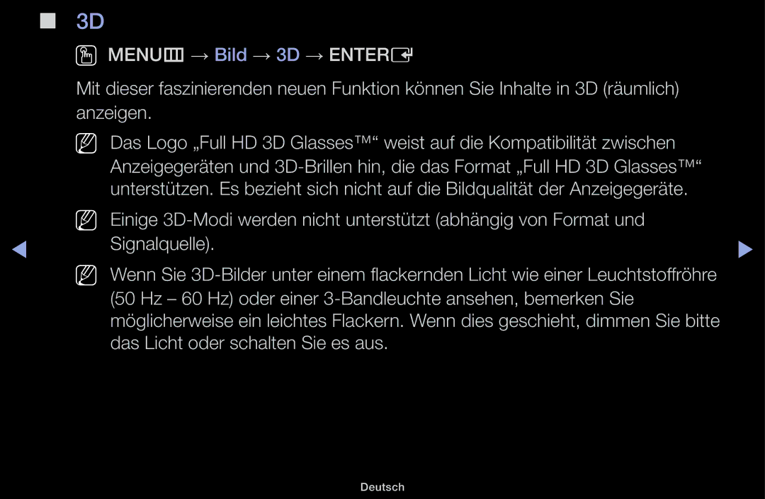 Samsung UE32J4100AWXZG manual Hz 60 Hz oder einer 3-Bandleuchte ansehen, bemerken Sie, Das Licht oder schalten Sie es aus 