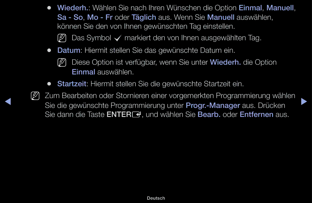 Samsung UE32J4100AWXZF, UE32J4100AWXXH, UE32J5100AWXXH manual Sa So, Mo Fr oder Täglich aus. Wenn Sie Manuell auswählen 