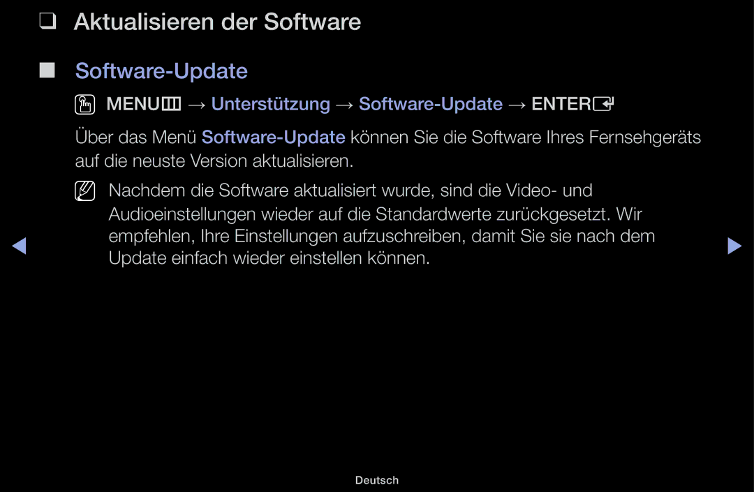 Samsung UE32J4100AWXZF, UE32J4100AWXXH, UE32J5100AWXXH, UE22K5009AKXZG manual Aktualisieren der Software Software-Update 