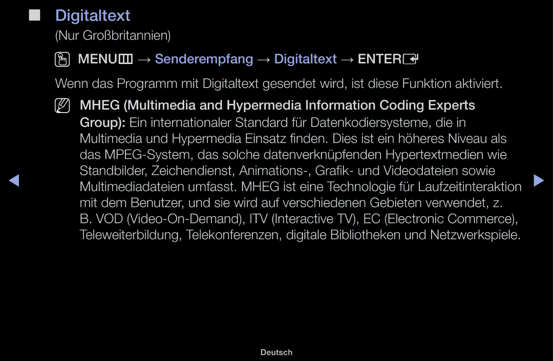 Samsung UE32J4100AWXZG, UE32J4100AWXXH, UE32J5100AWXXH, UE22K5009AKXZG, UE32J4100AWXZF manual Digitaltext, Nur Großbritannien 