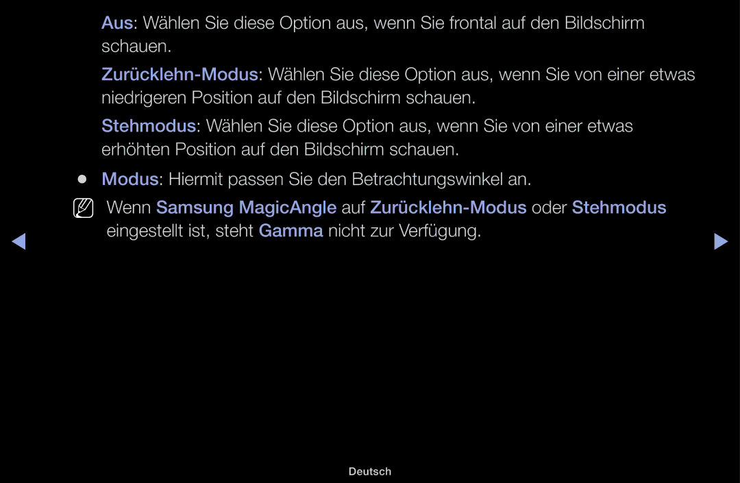 Samsung UE32J5100AWXXH, UE32J4100AWXXH, UE22K5009AKXZG, UE32J4100AWXZG manual Eingestellt ist, steht Gamma nicht zur Verfügung 