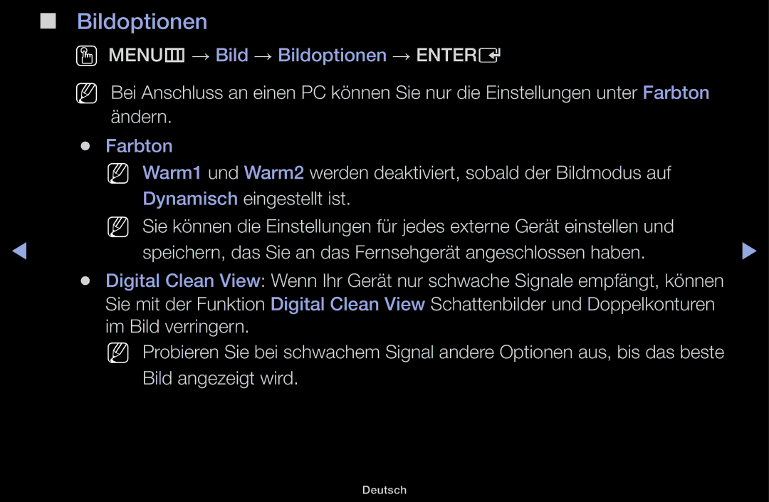Samsung UE22K5000AWXZF, UE32J4100AWXXH, UE32J5100AWXXH, UE22K5009AKXZG, UE32J4100AWXZG manual Bildoptionen, Bild angezeigt wird 