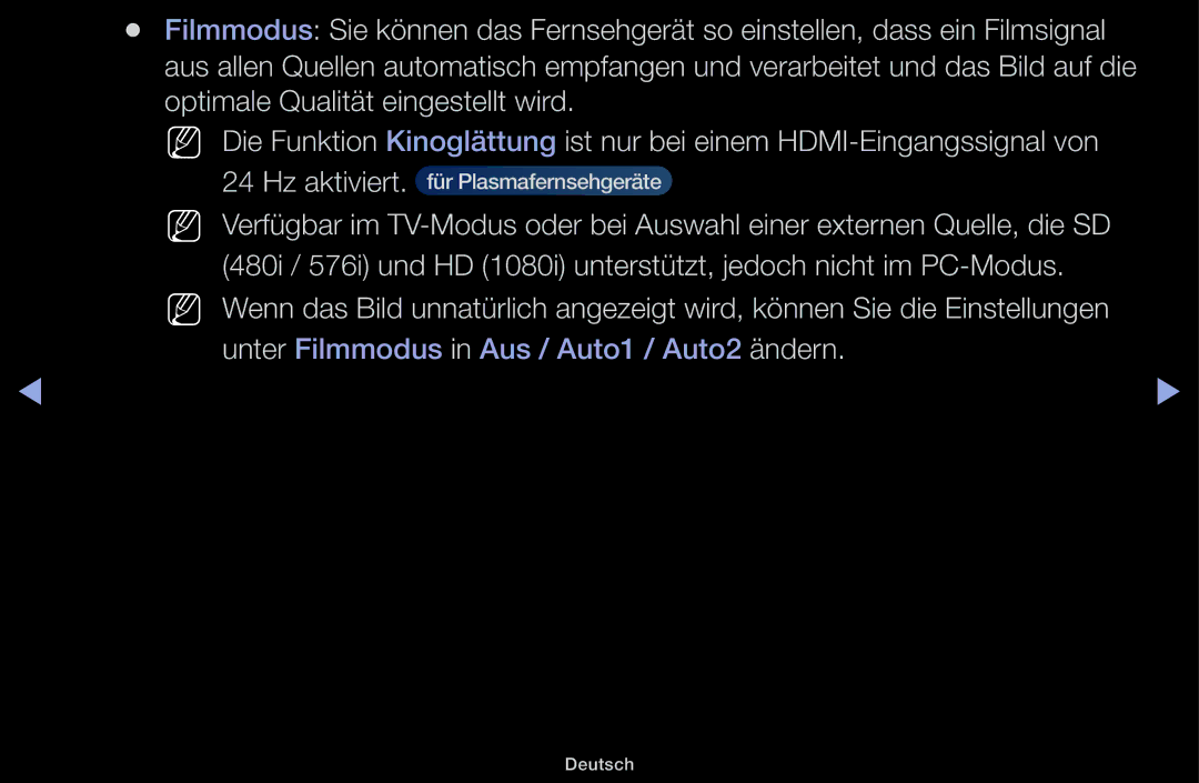 Samsung UE32J5100AWXXH, UE32J4100AWXXH, UE22K5009AKXZG, UE32J4100AWXZG manual Unter Filmmodus in Aus / Auto1 / Auto2 ändern 