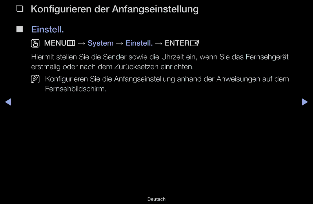 Samsung UE22K5009AKXZG, UE32J4100AWXXH, UE32J5100AWXXH, UE32J4100AWXZG manual Konfigurieren der Anfangseinstellung, Einstell 