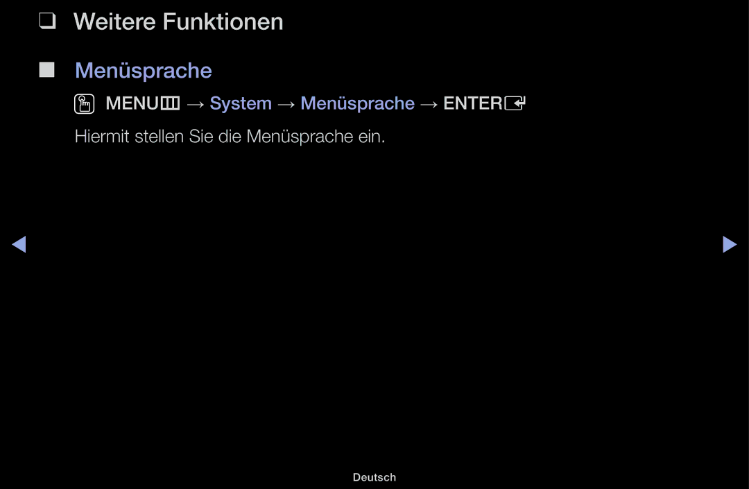 Samsung UE32J5100AWXXH, UE32J4100AWXXH, UE22K5009AKXZG, UE32J4100AWXZG manual Hiermit stellen Sie die Menüsprache ein 