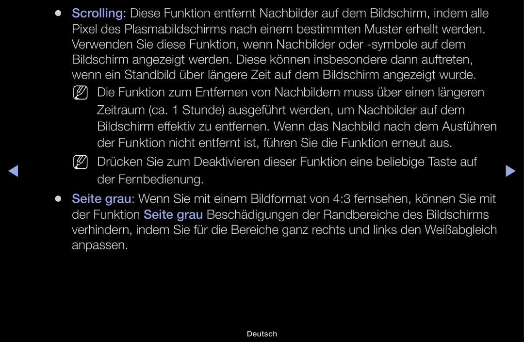 Samsung UE32J5100AWXZF, UE32J4100AWXXH manual Zeitraum ca Stunde ausgeführt werden, um Nachbilder auf dem, Der Fernbedienung 