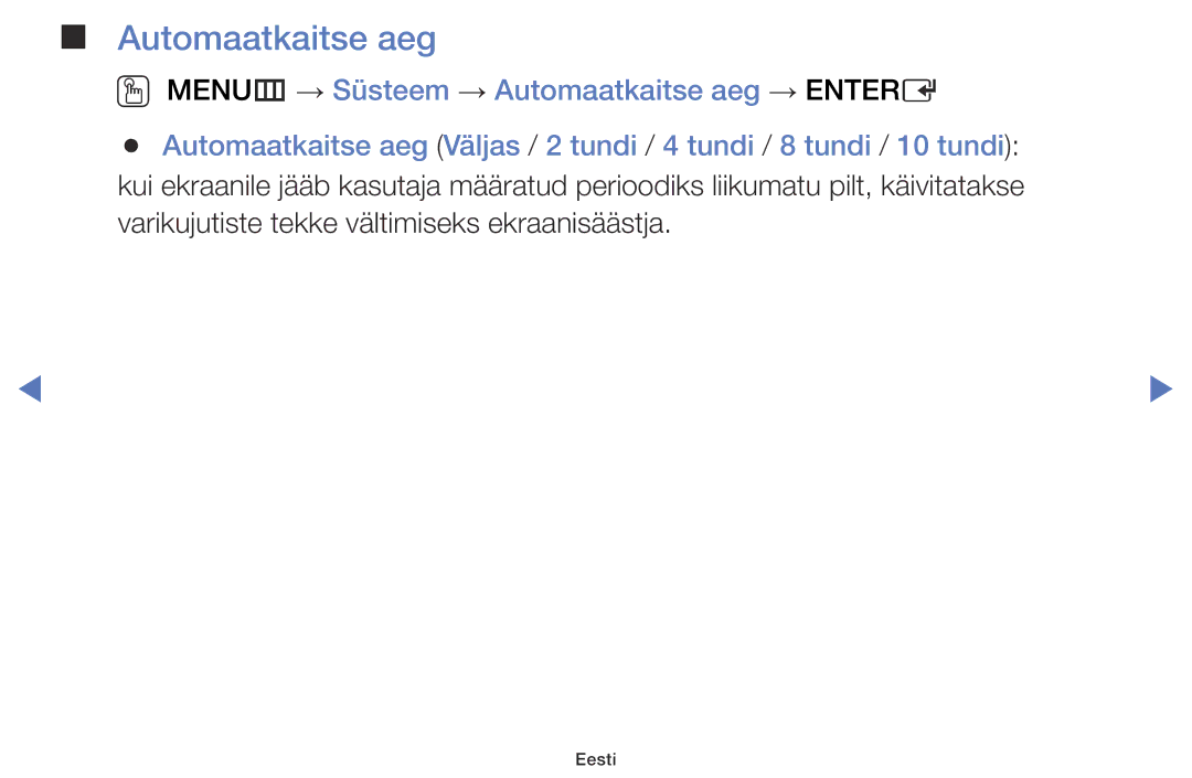 Samsung UE40J5000AWXBT, UE32J5000AWXBT, UE32J4000AWXBT manual Automaatkaitse aeg 