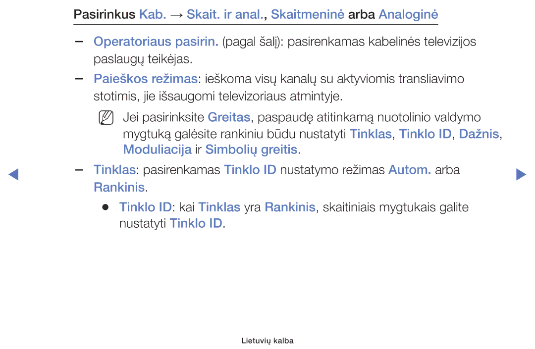 Samsung UE40J5000AWXBT, UE32J5000AWXBT, UE32J4000AWXBT manual Moduliacija ir Simbolių greitis, Rankinis 