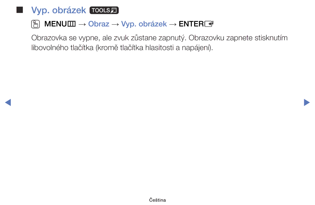 Samsung UE50J6100AWXZF, UE32J5000AWXXH, UE32J5000AWXXC manual Vyp. obrázek t, OO MENUm → Obraz → Vyp. obrázek → Entere 