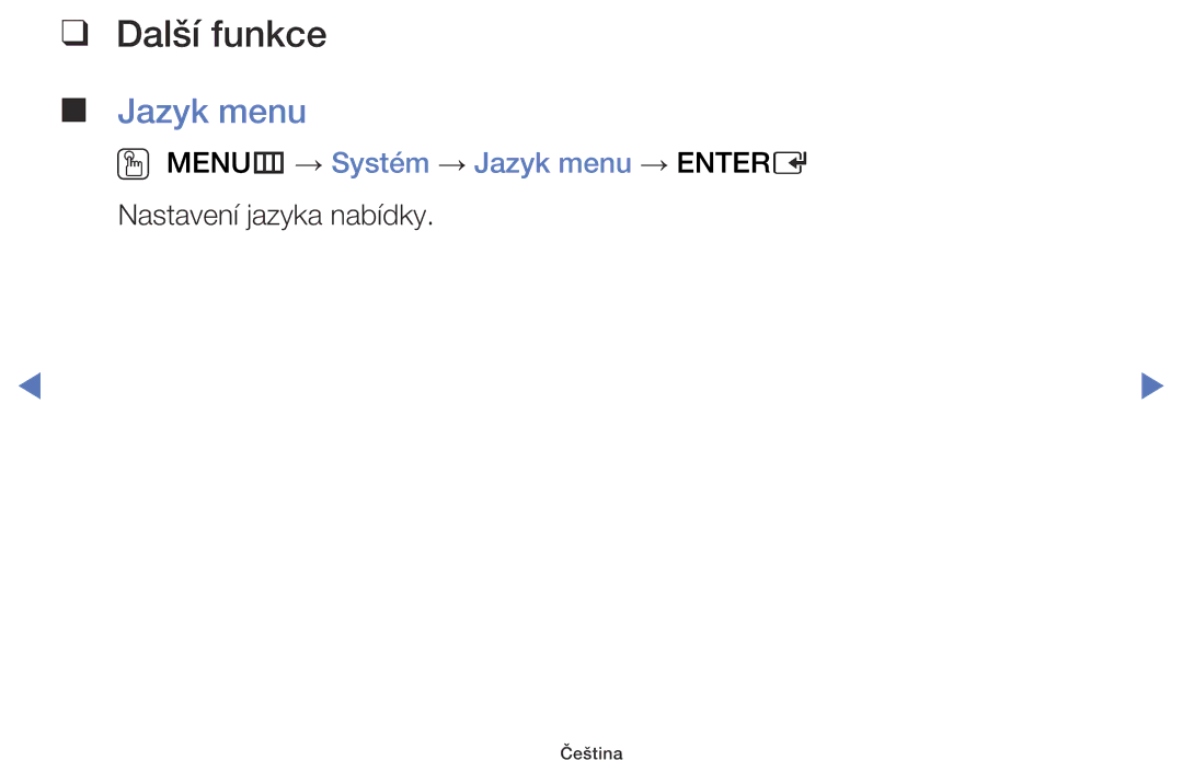 Samsung UE48J5000AWXXC, UE32J5000AWXXH, UE32J5000AWXXC, UE40J5000AWXXH manual OO MENUm → Systém → Jazyk menu → Entere 
