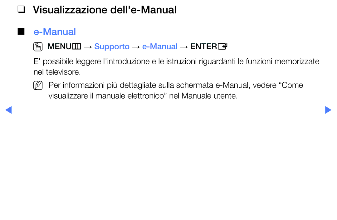 Samsung UE40J5000AKXZT, UE32J5000AWXXH manual Visualizzazione delle-Manual, OO MENUm → Supporto → e-Manual → Entere 