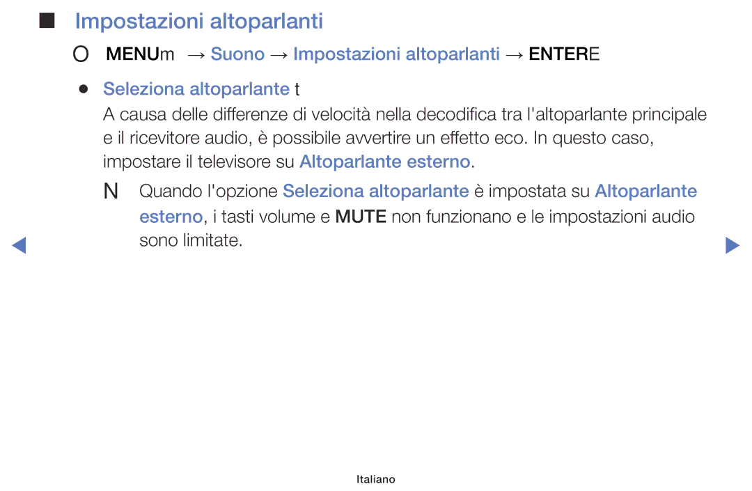 Samsung UE40J5000AKXZT, UE32J5000AWXXH, UE40J5100AWXXH, UE48J5100AWXXH, UE32J5000AKXZT manual Impostazioni altoparlanti 