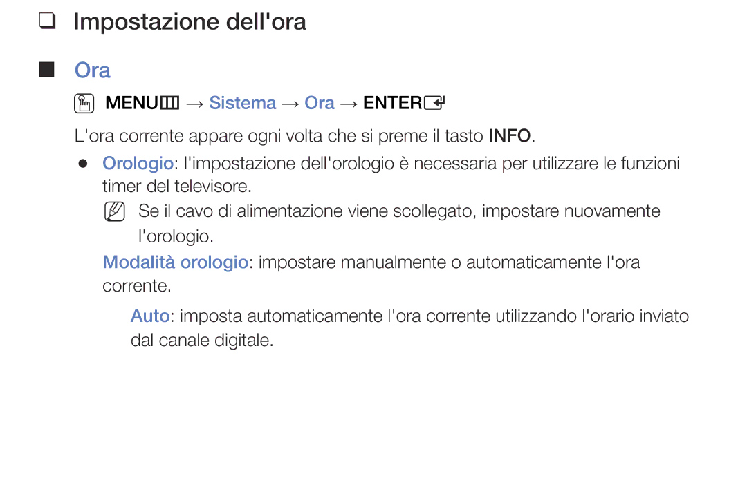 Samsung UE48J5100AWXXH, UE32J5000AWXXH, UE40J5100AWXXH, UE40J5000AKXZT, UE32J5000AKXZT manual Impostazione dellora, Ora 