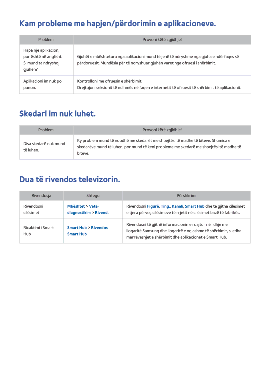 Samsung UE48J5202AKXXH, UE32J5200AWXXH manual Kam probleme me hapjen/përdorimin e aplikacioneve, Skedari im nuk luhet 